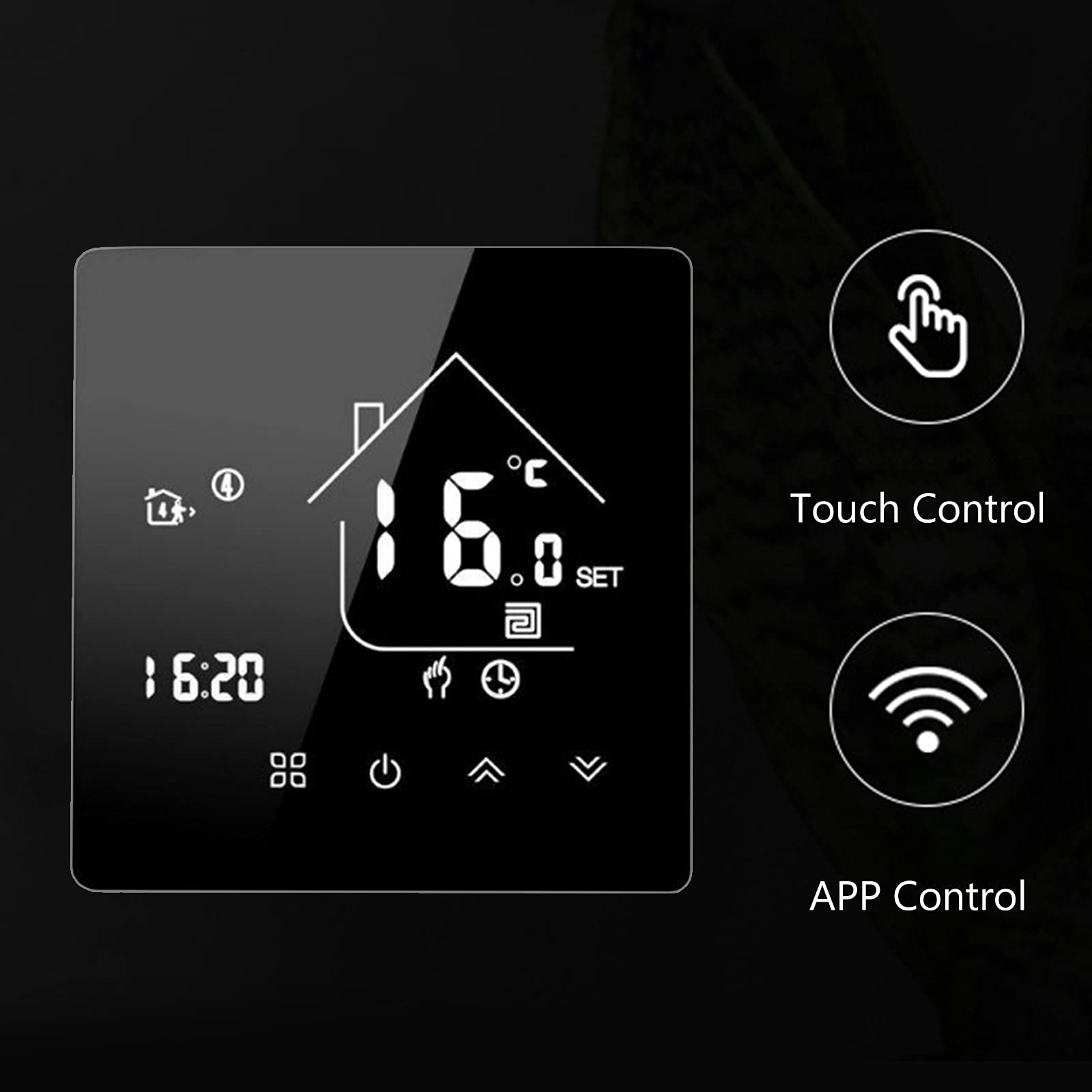Termostato Intelligente, Termostato Elettrico Programmabile per Radiatore per Riscaldamento a Pavimento, Termostato Digitale con Display LCD per Controllo Touch APP (tipo 2)