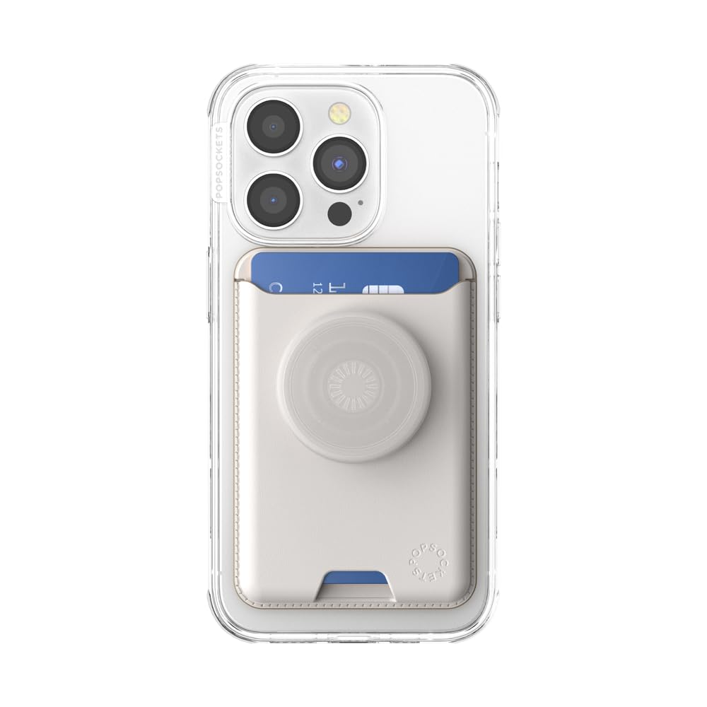 PopSockets Etui na telefon z rozszerzalnym uchwytem i pierścieniem adaptera do MagSafe®, uchwyt na karty, umożliwia ładowanie bezprzewodowe, portfel obsługujący MagSafe®, kolor Horchata