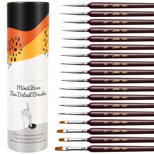 Golden Maple Detail Paint Brush Set,18 PCS Artist Miniature Paint Brushes Model Brushes Micro Detail Brushes for Small Models Paint by Numbers Acrylic Watercolor for Adults