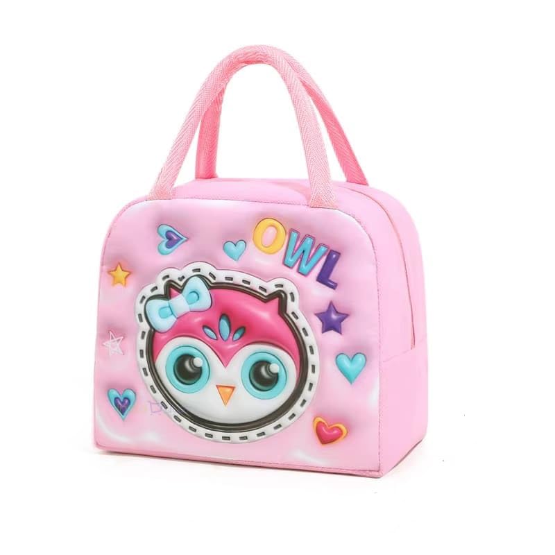 INSTABUYZ 3D Printed Hot & Cold Leak Proof Lunch Bag for Office School Kids Men & Women Storage Bag with Handle Tiffin Bag (Sweet Owl)-image-42