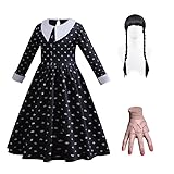 [rastar] ハロウィン ウェンズデイ 3点セット コスプレセット コスチューム ドレス アダムス・ウェンズデー コスプレ衣装 ドレス ブラック アダムス (140cm)