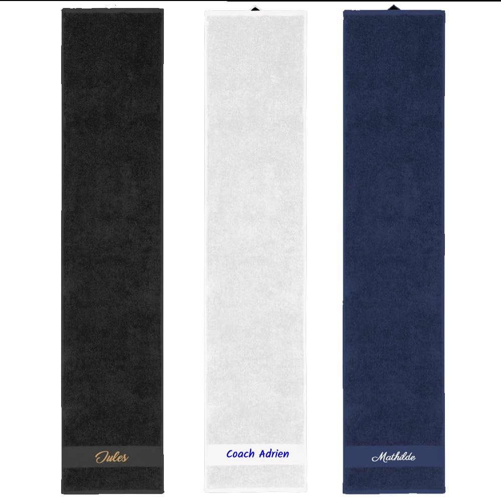 Serviette de Sport personnalisée prénom brodé, 30x140cm,18 Motifs Sportif au Choix