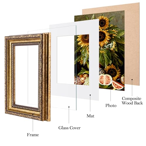 Image of eletecpro 4x6 Vintage Picture Frame, Glass Cover, Bronze Gold, 2-Pack | Display Photo 3.5x5 with Mat or 4x6 without, Horizontal or Vertical, Tabletop or Wall Decor