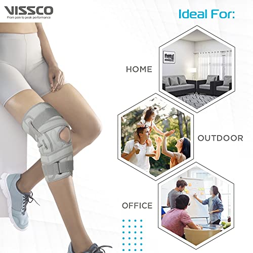 Image of Vissco OA Knee Brace - Open Type, Offloads the Pressure on the Knee - (Left) Grey - Medium