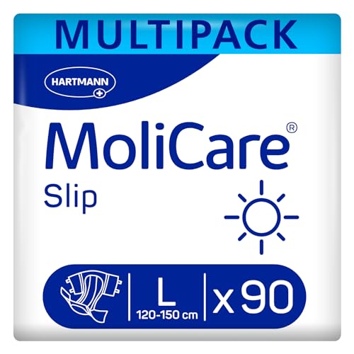 MoliCare® Slip Day - Windeln für Erwachsene bei schwerer Harn- und Stuhlinkontinenz am Tag | zuverlässig, komfortabel & diskret | Größe L (120-150 cm Hüftumfang), 90 Stück