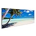 Produktbild islandburner Bild auf Leinwand Schöner tropischer Strand mit Palmen, weißer Sand, türkisfarbenes Ozeanwasser und Blauer Himmel bei Palau Wandbild, Poster, Leinwandbild FZA
