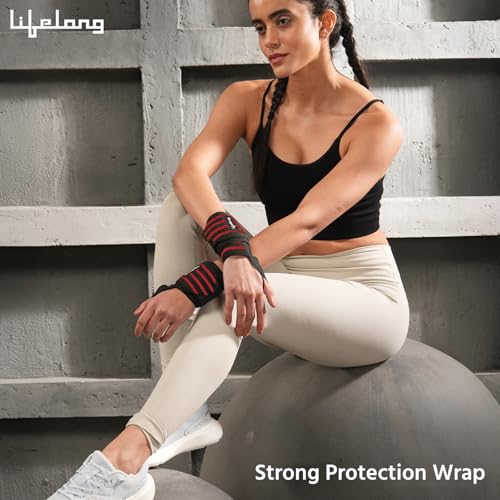 Image of Lifelong Wrist Supporter for Gym /Workout | Adjustable Wrist Band w /Thumb Loop & Velcro Strap for Stability, Injury Prevention, Strength Training | Wrist Strap for Gym | Gym Accessories for Men & Women