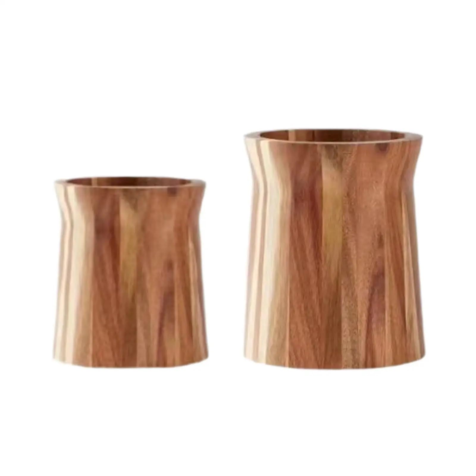 LPACXBYD Bamboo Pen Holder Wooden Utensil Holder for Countertop Multifunctional Rustic Cutlery Silverware Rack Kitchen Decor(L)
