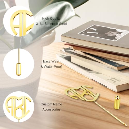 Image of Custom Lapel Pin for Women Men - Name Brooch Pin Personalized Stainless Steel for Wedding Business Party - Gold /Silver /Black Customized Jewelry Gifts
