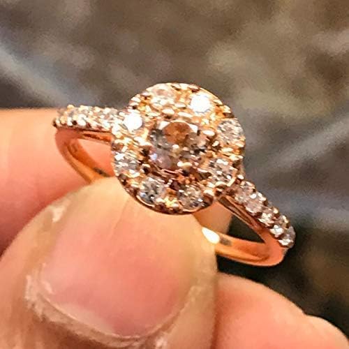 Natural Peach Morganite 14k Rose Gold Over Sterling Silver Engagement Ring Size 5, 6, 7, 8, 9 - Image 5