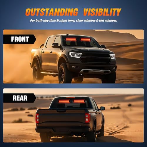 Image of Nilight 144 LED Strobe Traffic Advisor Light Bar Red with Controller | 2 in 1 Automotive Emergency Warning Flashing Police Windshield Lights Bars for Cars Tow Plow Trucks Construction Vehicles