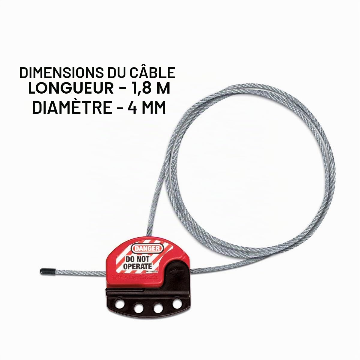 MASTER LOCK Câble de Consignation Réglable [60 cm de Long] [4 mm de Diamètre] - Sécurité, Condamnation - S806CBL2