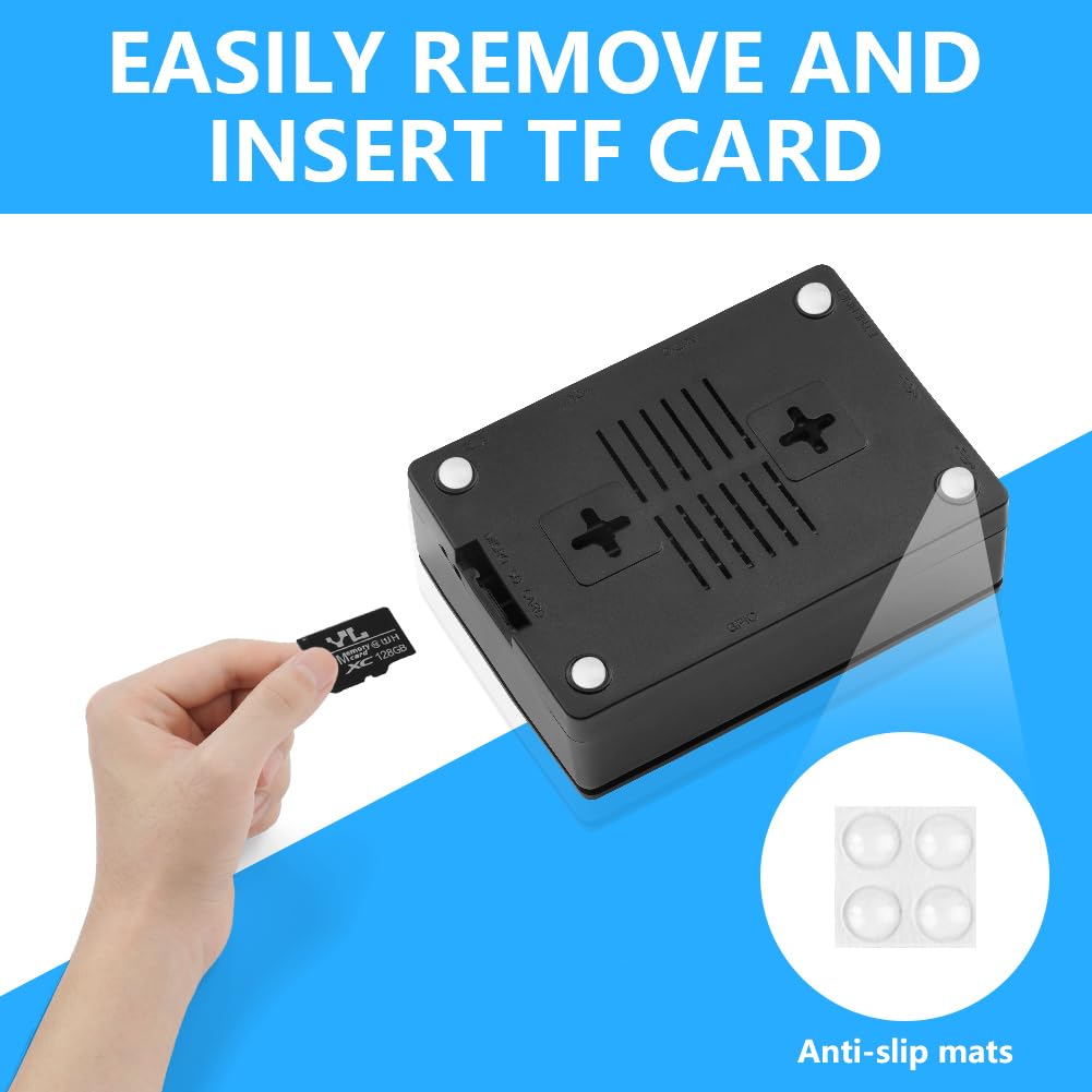 Aolso Raspberry Pi 5 ABS Case with Active Cooler, PCIe M.2 NVMe SSD Shield Top, Cooling Fan for Pi 5 4GB/8GB — view 6