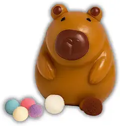 Capivara de Apertar Antistresse, Brinquedo Sensorial Macio, Marrom, com Bolinhas Coloridas