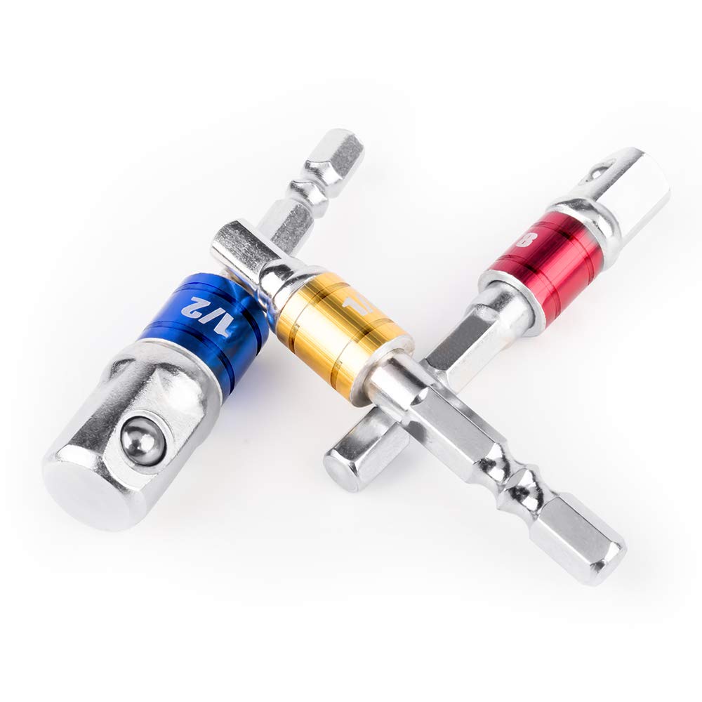 Adapter do gniazd udarowych / zestaw przedłużający – zamienia wiertarkę w nasadkę szybkotnącą, napęd 1/4", 3/8" i 1/2", adapter do wkrętarek udarowych,