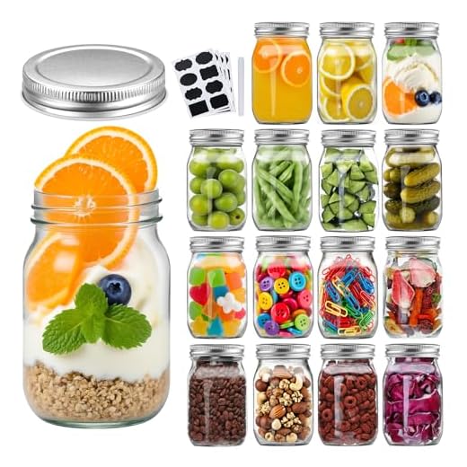 16oz Glass Jars with Regular Lids, Mason Jar With Airtight Lids, Clear Glass Jar Ideal for Jam,Honey,Shower Favors,Wedding Favors, 15 pack