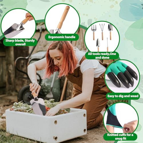 Set de herramientas de jardinería inoxidable con 7 piezas y bolsa miniatura 5
