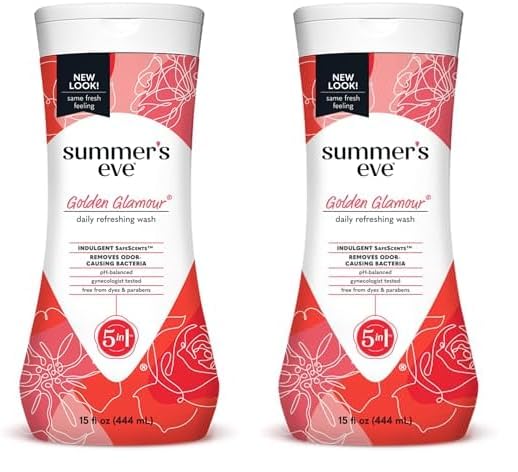 Summer's Eve Golden Glamour Daily Refreshing All Over Feminine Body Wash, Removes Odor, Feminine Wash pH Balanced, 15 fl oz (Pack of 2)