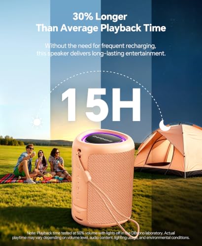 Image of Portable Bluetooth Speaker Beach Essentials: IPX5 Waterproof for Outdoor /Powerful HD Sound /Dynamic Light /All Day Playtime /Wireless BT 5.3 /TWS Pairing, Travel|Camping|Pool Accessorie, School Supplies