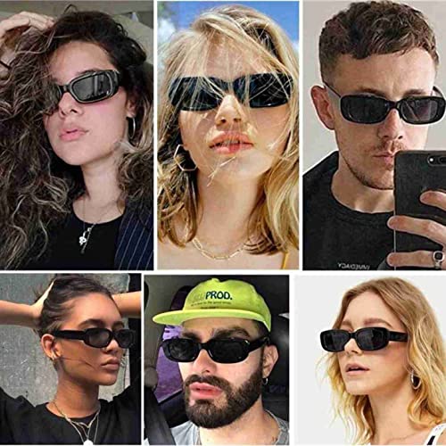 Image of Rectangle Sunglasses for Women Retro Driving Glasses 90's Vintage Fashion Narrow Square Frame UV400 Protection