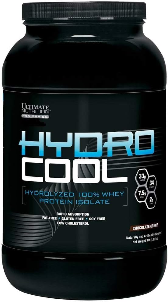Ultimate Nutrition HydroCool Hydrolyzed Whey Protein Isolate Powder with No Bloating – Fat and Gluten Free, Rapid Absorption, 33 Grams of Protein, Strawberry, 3 Pounds