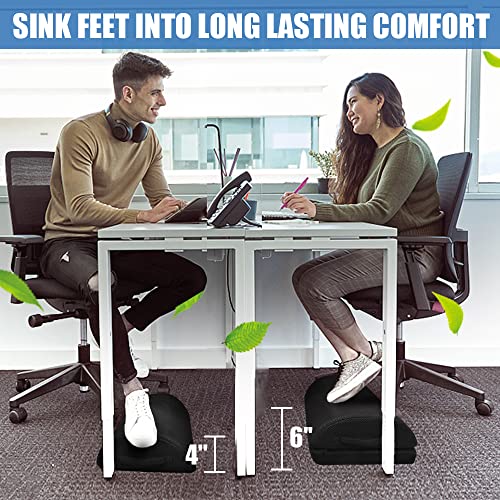 Foot Rest For Under Desk At Work, Adjustable Height Footrest For Under Desk Cushion, Ergonomic Memory Foam Footrest For Office Chair, Foot Stool For Office & Airplane Travel - Back & Leg Pain Relief #TOP6