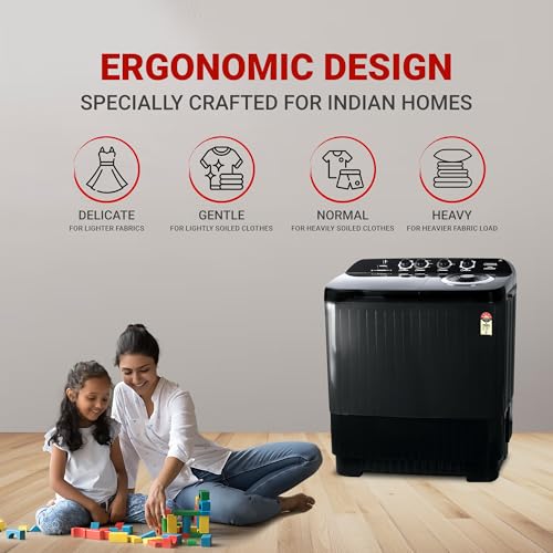Image of ONIDA 12 Kg 5 Star Semi-Automatic Top Loading Washing Machine (S12GS1, Black, Cyclone Pulsator, Waterfall Technology)