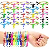 UPlama 50 PCS Friendship Fidget Zipper Bracelet, 7.67 Inch Neon Colors Sensory Bracelet Bulk Set, Party Toys for Birthday, Valentine's Day Gifts, Small Prizes, Easter Egg Basket Stuffers