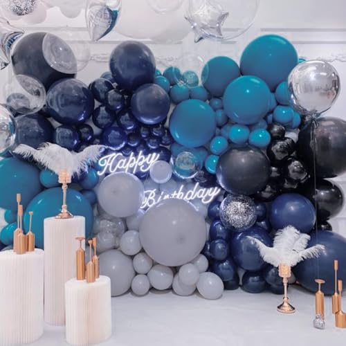 Image of PartyWoo Metallic Navy Blue Balloons 50pcs 12 Inch Chrome Blue Balloons for Graduation Baby Shower Bridal Shower Gender Reveal Engagement Teacher Appreciation Birthday Party Decorations Blue-G113