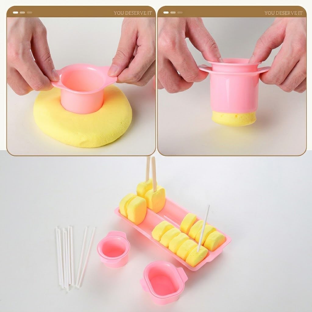 Cakesicle Popper, Cakesicle Cutter, Cake Pop Mold Set with Acrylic Stands, Tray, Sticks, Cellophane Bags & Ties, Complete Baking Kit for Home Party Wedding Desserts