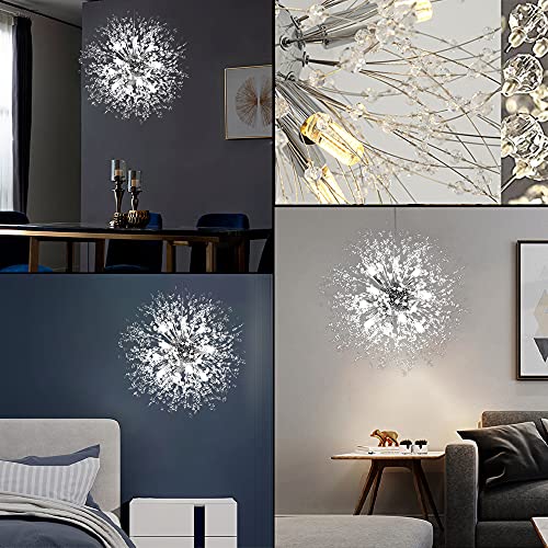 Goomavi Modern Firework Chrome Crystal Chandeliers, Sputnik Dandelion Chandelier Light Fixture Pendant Lighting for Dining Room, Living Room, Bedroom, Kitchen, Restaurant- 12 Lights by Goomavi - Used condition - Image 6