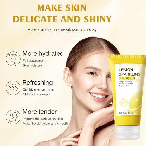 Lemon Exfoliating Gel,Lemon Peeling Gel,Vitamin C Face Scrub,Soft your Skin & Remove Dead Skin,Natural Face Scrub Exfoliator for Blackhead,Mild Face Exfoliator Scrub for Radiant Skin,Face & Body &Knee - Image 8