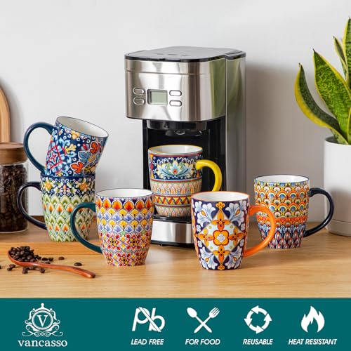 vancasso 16 oz Coffee Mugs Set of 6, Large Ceramic Mug with Handle, Boho Coffee Cups for Latte, Cappuccino & Hot Chocolate, Dishwasher & Microwave Safe Gift Set, Series SIMI - Thumbnail 3
