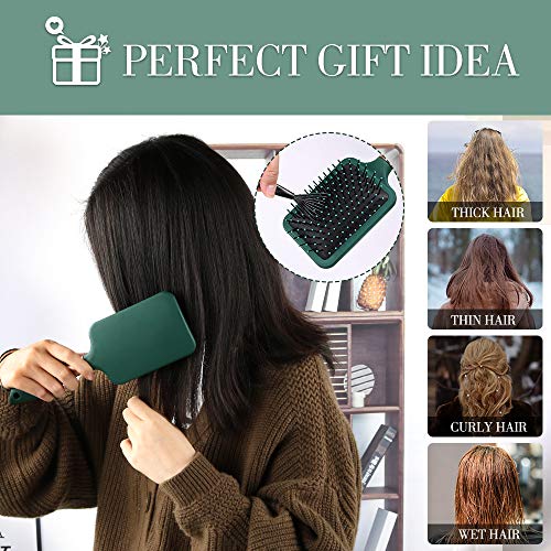 Mens Paddle Hair Brush Comb Set For Women And Men 6 Pcs Wet Hair Brushes For Long Hair No Tangle Hair Brush For Curly Or Straight Hair (Dark Green) #TOP4