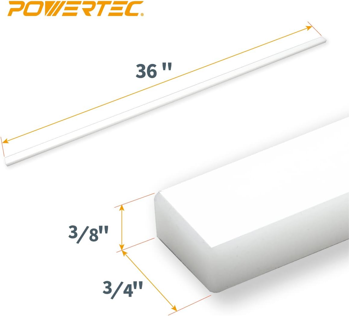 POWERTEC 24-Inch Miter Bar with 36" HDPE Miter Bar for any Standard 3/4" x 3/8" Miter Slot, Crosscut Sled for Table Saw, Router Table, Band Saw, Jigs, Miter Slots.
