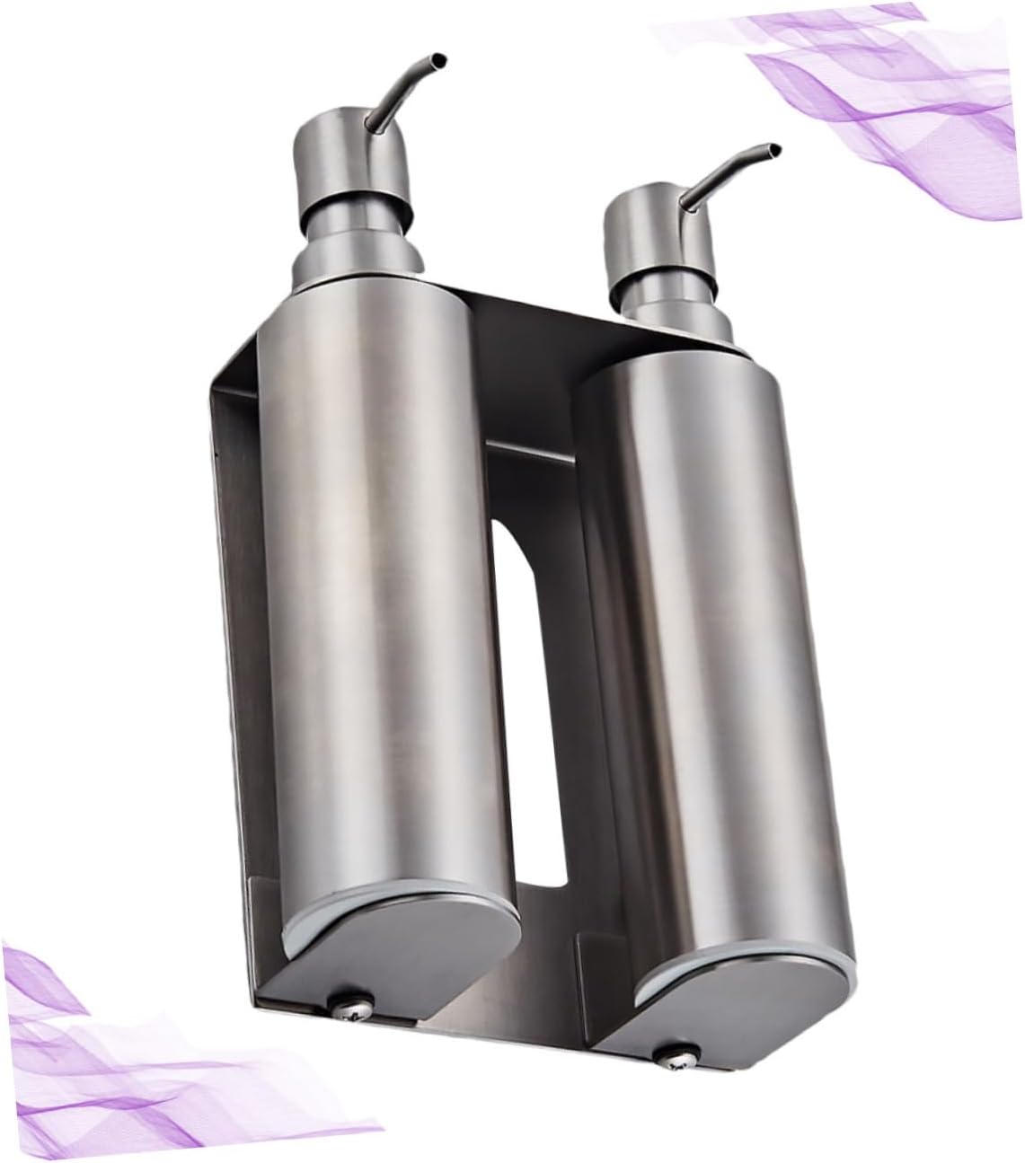 Stainless Steel Wall-Mounted Liquid Soap Dispenser Double Bottle Refillable for Home Hotel Bathroom Shampoo Lotion Pump