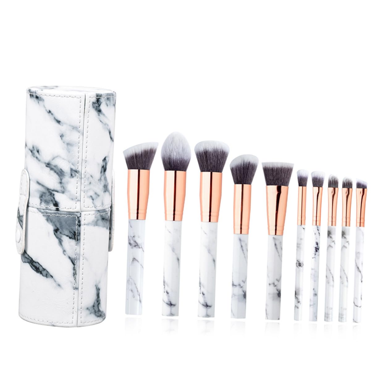 DOITOOL 30stücke Teiliges Set Tragbare Kosmetikpinsel Mit Marmor-design Für Flüssige Und Pudrige Make-up-anwendungen Inklusive Aufbewahrungsetui Für Unterwegs