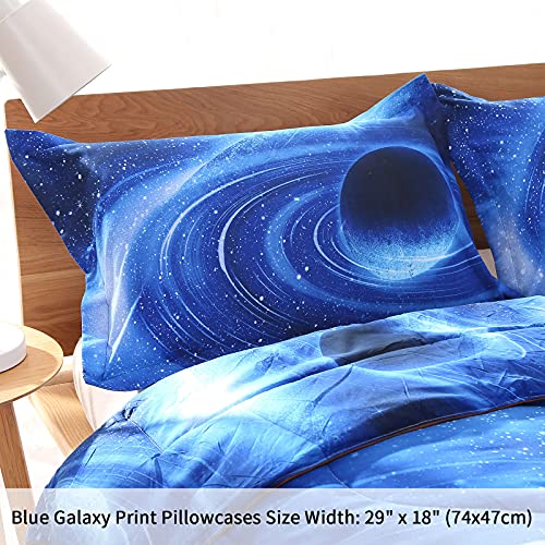 Encoft Universe Blue Galaxy Comforter Sets Twin 3 Pcs, Boys And Girls Kids Galaxy Bedding Sets , Galaxy Blue Bedspread Coverlet Quilt Comforter Sets, Blue Space Comforter Twin (Galaxy Blue, Twin) #TOP3