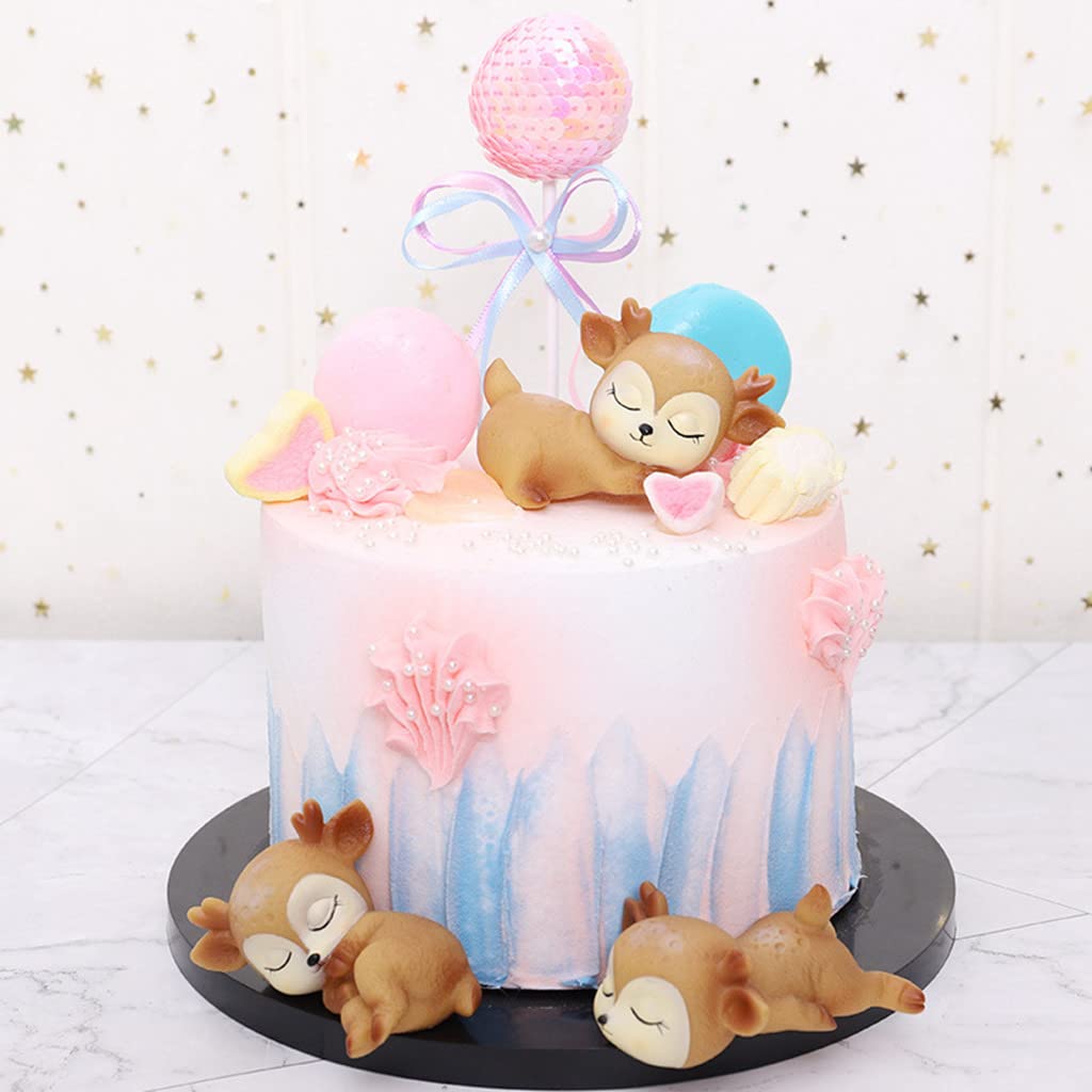 Baby Hirsch Figuren Cake Topper Set – 6-teilige Waldtier-Deko Für Kuchen, Cupcakes & Babyparty
