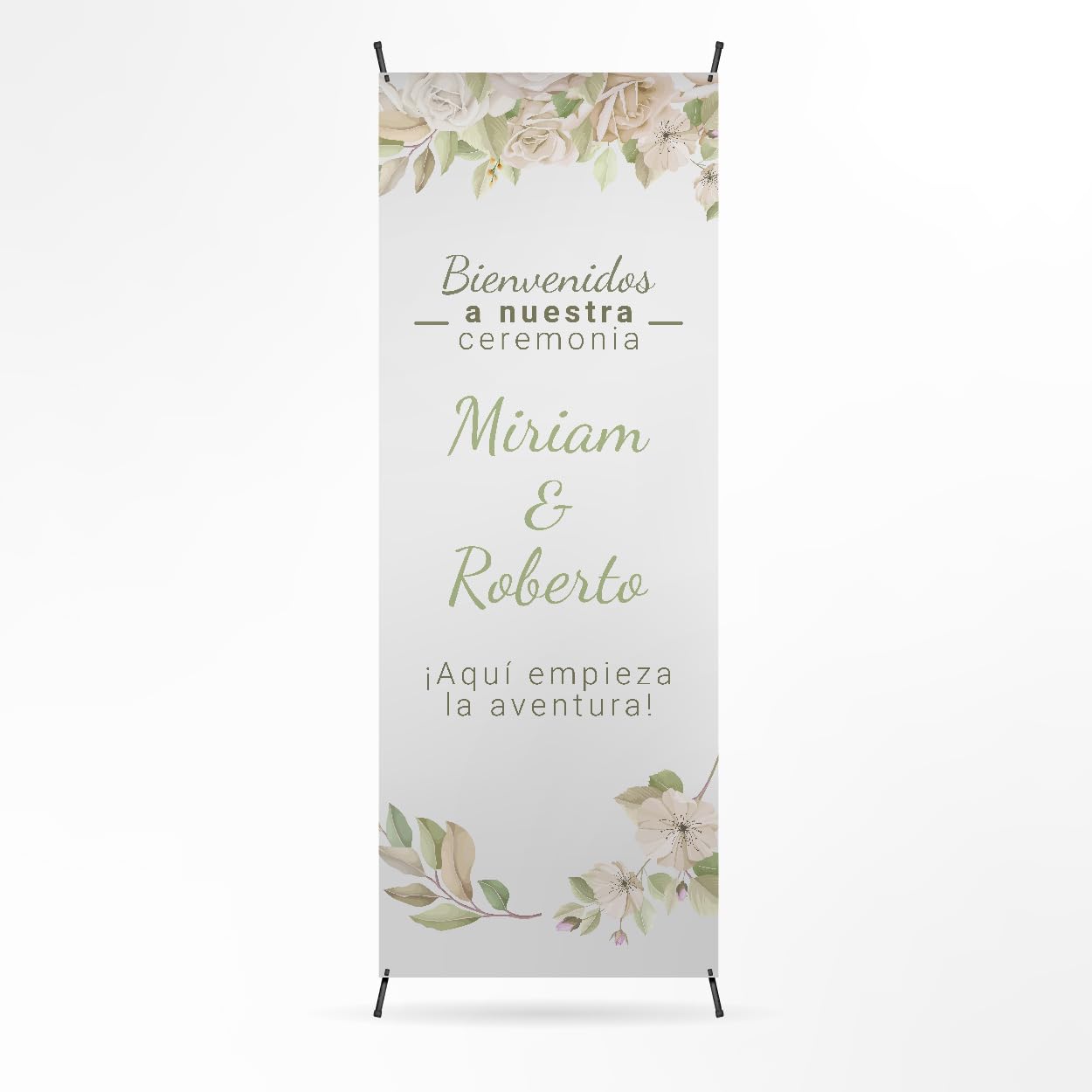 Photocall Boda - Cartel Personalizado Xbanner 70x180cm para Fiesta con Nombres y Fecha - Decoracion Boda - 6 Modelos (Modelo 4)