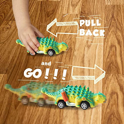 Bambibo Dinosaur Toys For Kids 2-4 - Pack Of 6 | Monster Pull Back Cars For Toddlers 1-3 | 5 Inch Dino Toddler Car | Mini Dinosaur Toys For Kids 3-5 | Dinosaur Pull Back Car | Dino Cars For Toddlers #TOP5