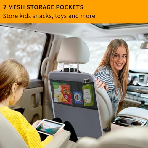 Image of 2 Pack Back Seat Cover for Kids,Car Seat Back Protectors Kick Mats Grey