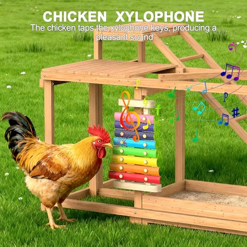 Image of Chicken Perch with Swing Xylophone Removable Feeder /Bath Wooden Roosting Bar Toy for Farms Easy to Clean