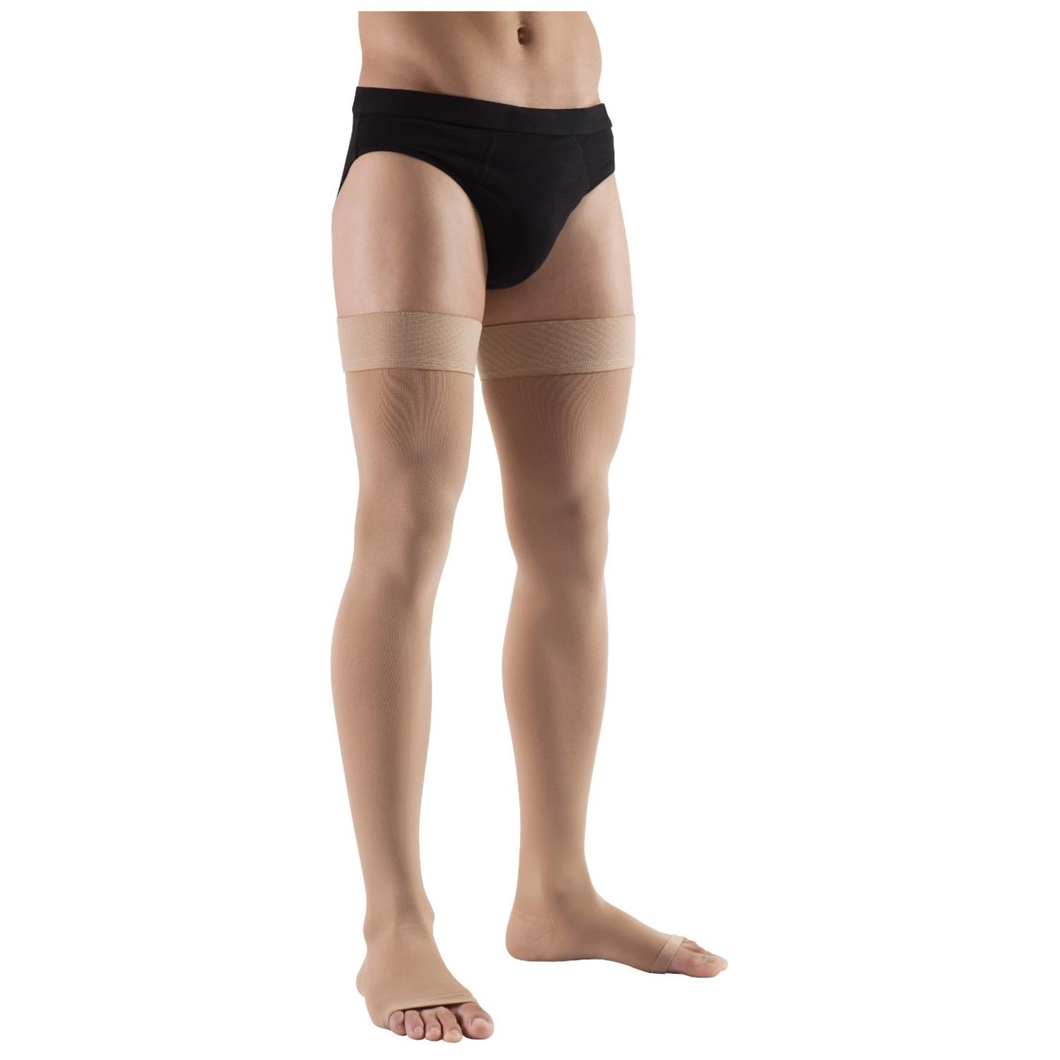 Medical Compression Thigh High Stockings with Silicone Top Band, Open Toe & Reinforced Heel, Class II (23-32 mmHg)
