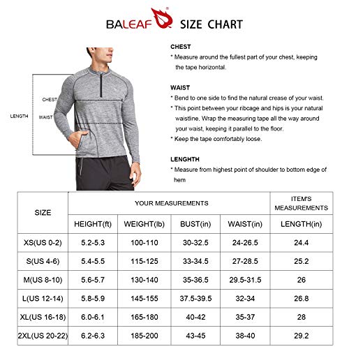 BALEAF Men's 1/4 Zip Long Sleeve Running Shirts Lightweight Pullover Quick Dry Zipper Pocket Heather Gray Size M