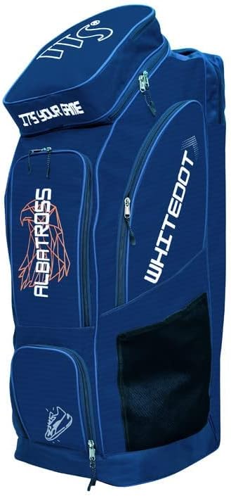 WHITEDOT SPORTS Albatross Duffle Wheelie Polyester Cricket Kitbag, Navy Blue, Large