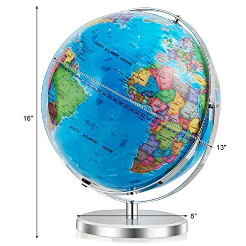 Goplus Desktop World Globe, Educational Geographic World Globe With Led Lights For Students Adults, 720° Rotation Decorative Globe, Easy To Read Labels Over 4000 Locations For Classroom, Office #TOP7