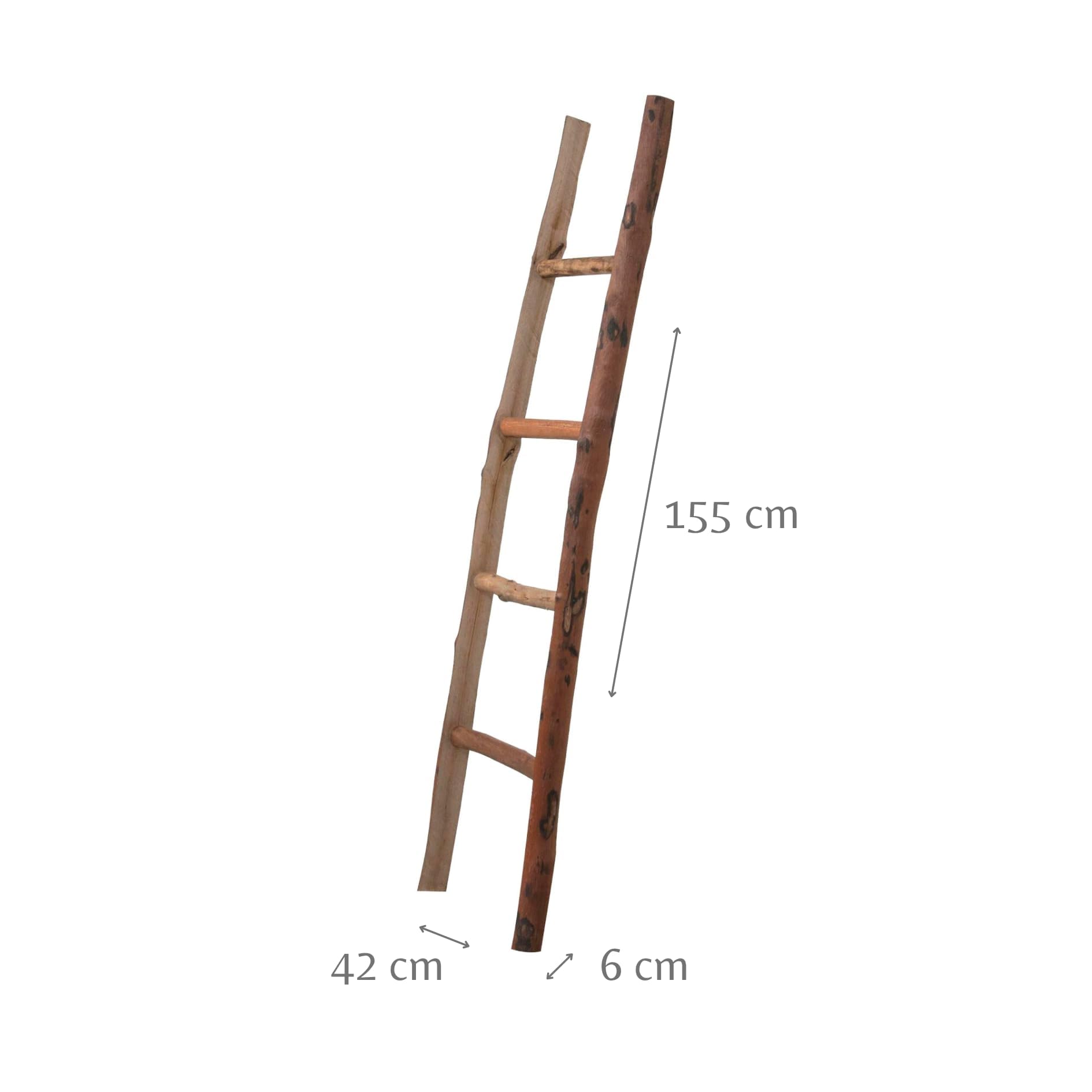 Biscottini Handtuchleiter Holz 155x6x42 cm | Handtuchhalter stehend Badezimmer und Schlafzimmer | Holzleiter deko (Nicht als Leiter verwendbar)