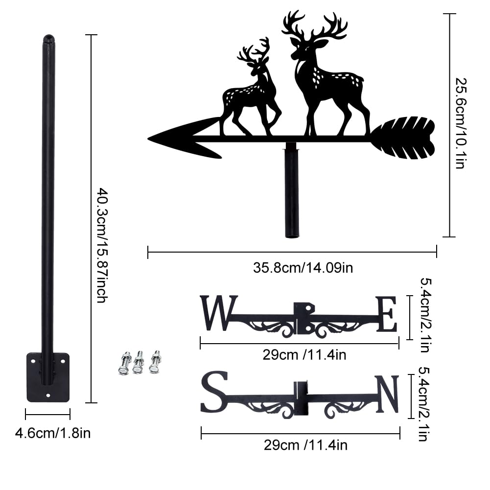 SUPERDANT Girouette de Jardin Exterieur en Cerf Sika Girouette en Cerf Sika Girouettes en Métal Outil de Mesure du Vent Décoratif pour Deco Jardin Exterieur de Direction du Vent
