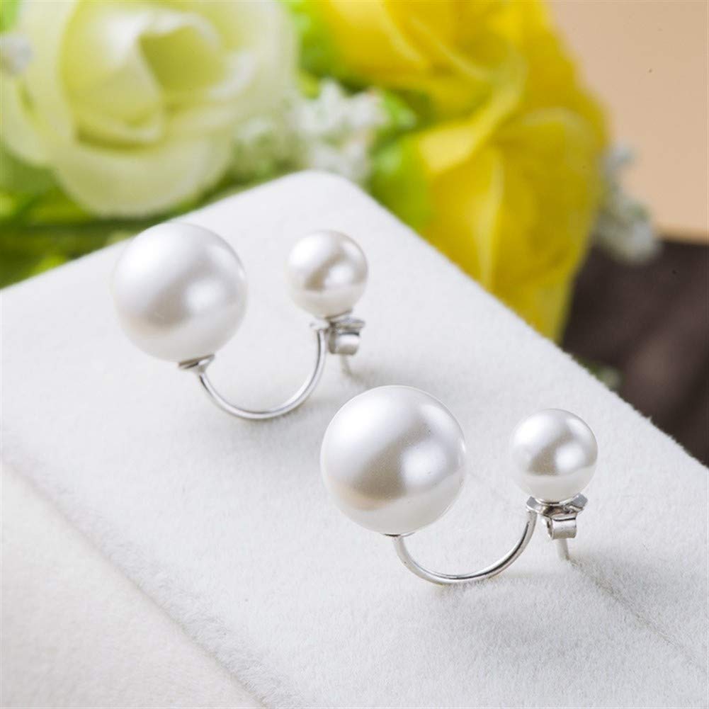 Boucles d'oreilles argent 925 à tige double perle en U chic